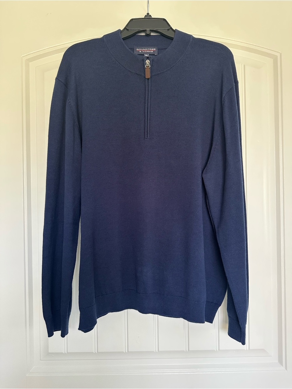 Roundtree & Yorke Navy Business Dress Quarter Zip Pullover Long Sleeve Sweater
